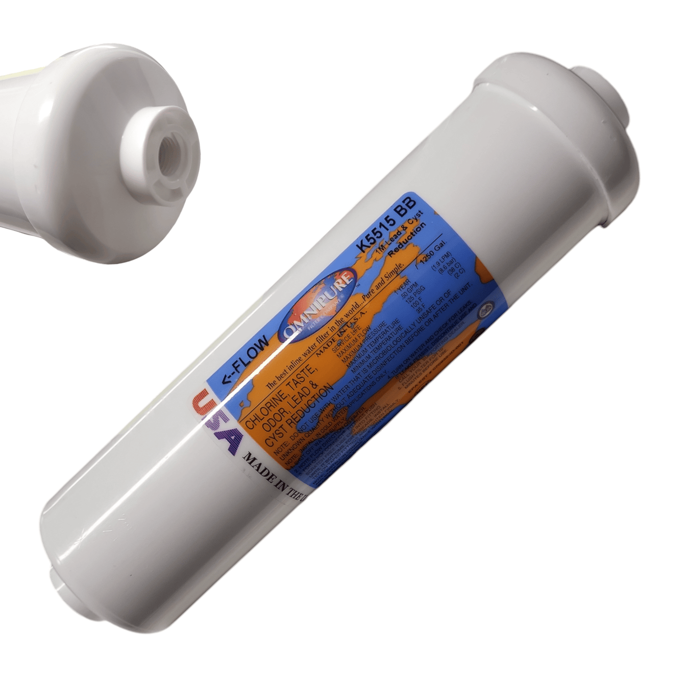 Omnipure K-Series|Chlorine Taste| Inline Carbon Blocks 1 micron 5 micron 10 micron |2.5" Diameter in 10" and 12" Lengths