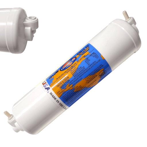 Omnipure K5515-SS Inline Carbon Block 1mic CTO/Lead/Cyst - 10" x 2.5" Elbow 1/4" Carbon Block| Chlorine |Lead| Cyst 1/4"QC Omnipure 1 Pack 
