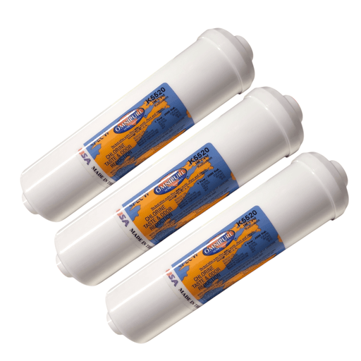 Omnipure K5520 CC Inline Carbon Block 1mic CTO/Cyst - 10" x 2.5" 3/8" Female Port Thread (Copy) Carbon Block| Chlorine |Lead| Cyst 3/8" Omnipure 3 Pack