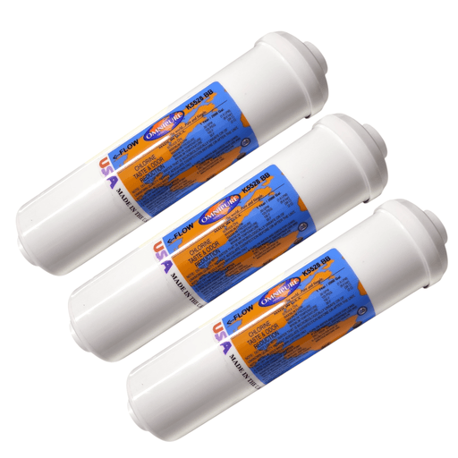 Omnipure K5528-BB Inline GAC 10" x 2.5" Postfilter 1/4"NPT GAC| Chlorine Removal|1/4" Female Port Omnipure 3 Pack