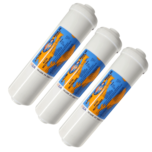 Omnipure K5548-BB Inline All Calcite 10" x 2.5" Port 1/4" FPT All Calcite | Acid Neutralizer 1/4"FPT Omnipure 3 Pack 