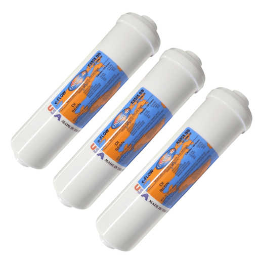 Omnipure K5555-BB DI RESIN 2.5"x10" Deionizing Mixed Bed Filter 1/4"NPT DI Resin|Mixed Bed Lower TDS|1/4"NPT Omnipure 3 Pack 