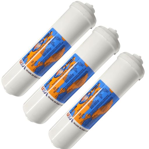 Omnipure K5555-JJ DI RESIN 2.5"x10" Deionizing Mixed Bed Filter 1/4"QC DI Resin|Mixed Bed Lower TDS|1/4"QC Omnipure 3 Pack