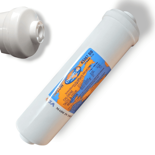 Omnipure K5567-BB Inline Water Filter KDF/GAC 1/4"NPT KDF+GAC|Chlorine Bacteria Removal|1/4"FPT Omnipure 1 Pack 