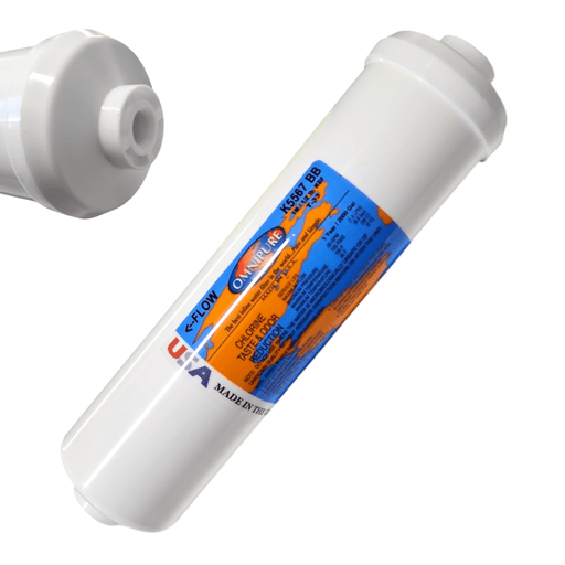 Omnipure K5567-BB 1 Micron Inline Water Fiter KDF/GAC 1M 1/4"NPT KDF+GAC|Chlorine Bacteria Removal|1/4"FPT Omnipure 1 Pack 