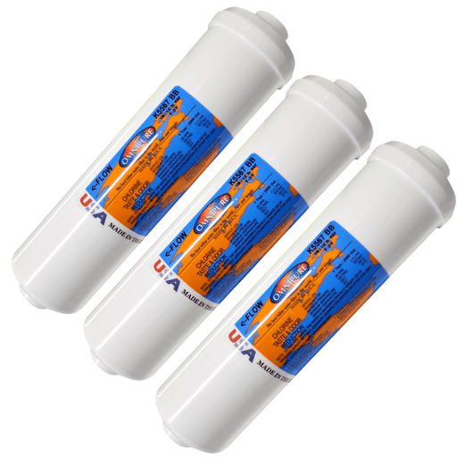 Omnipure K5567-BB 1 Micron Inline Water Fiter KDF/GAC 1M 1/4"NPT KDF+GAC|Chlorine Bacteria Removal|1/4"FPT Omnipure 3 Pack 