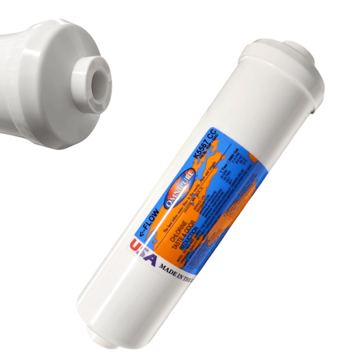 Omnipure K5567-CC 5 Micron Inline Water Fiter KDF/GAC 5M 3/8"FPT KDF+GAC|Chlorine Bacteria Removal|3/8"FPT Omnipure 1 Pack 