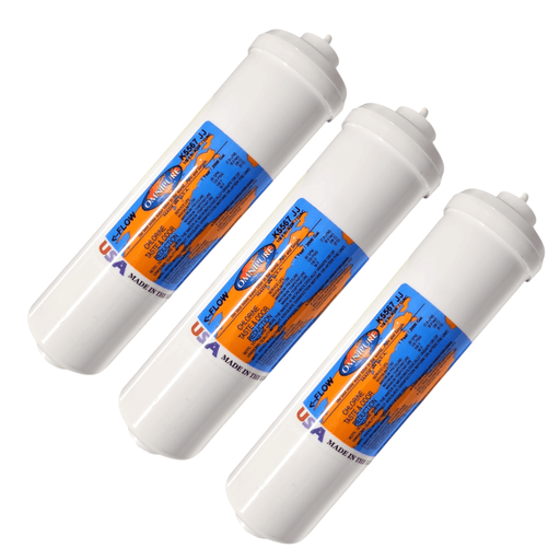 Omnipure K5567-JJ 5 Micron Inline Water Fiter KDF/GAC 5M 1/4"QC KDF+GAC|Chlorine Bacteria Removal|1/4 QC Omnipure 3 Pack 