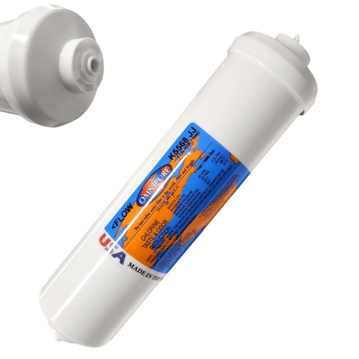 Omnipure K5568-JJ 5 Micron Inline Water Fiter KDF/GAC 5M 1/4"QC KDF+GAC|Chlorine Bacteria Removal|1/4 QC Omnipure 1 Pack 