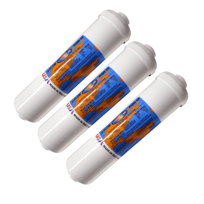Omnipure K5586-KK Inline Filter With Scale Inhibitor - 3/8" QC GAC|Phosphate|Chlorine Scale Inhibitor 3/8" QC Omnipure 3 Pack 