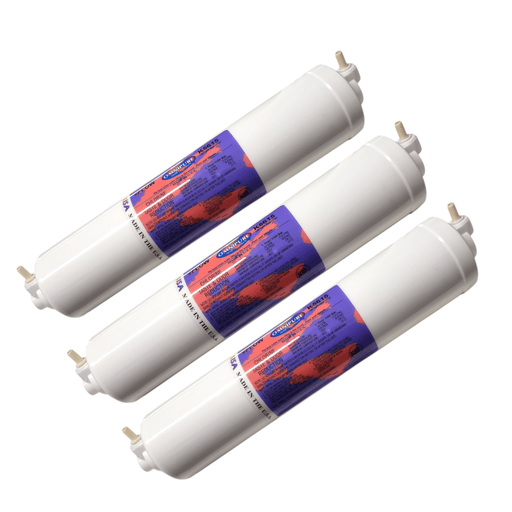 Omnipure K5615-SS Inline Carbon Block 1mic CTO/Lead/Cyst - 12 x 2.5 Elbow 1/4" Carbon Block| Chlorine |Lead| Cyst 1/4"QC Omnipure 3 Pack 