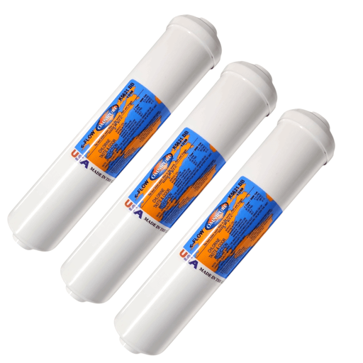 Omnipure K5621-BB Inline Carbon Block 10mic Filter - 12 x 2.5 1/4"FPT Carbon Block| Chlorine |Lead |Cyst 1/4"FPT Omnipure 3 Pack