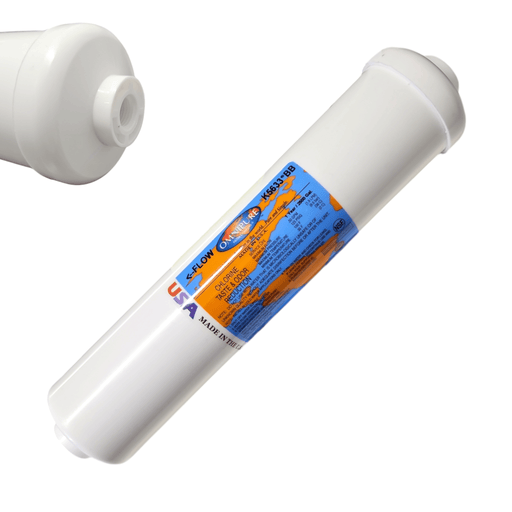 Omnipure K5633-BB Inline GAC 12" x 2.5" Postfilter 1/4"FPT GAC| Chlorine Removal|1/4" Female Port Omnipure 1 Pack