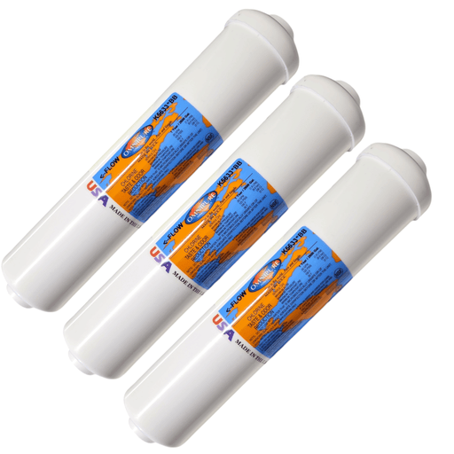 Omnipure K5633-BB Inline GAC 12" x 2.5" Postfilter 1/4"FPT GAC| Chlorine Removal|1/4" Female Port Omnipure 3 Pack
