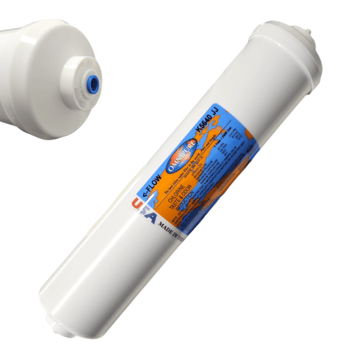 Omnipure K5640-JJ Inline GAC 12" x 2.5" Postfilter 1/4 Tube GAC| Chlorine Removal|1/4"QC Omnipure 1 Pack
