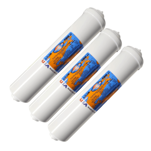 Omnipure K5640-JJ Inline GAC 12" x 2.5" Postfilter 1/4 Tube GAC| Chlorine Removal|1/4"QC Omnipure 3 Pack