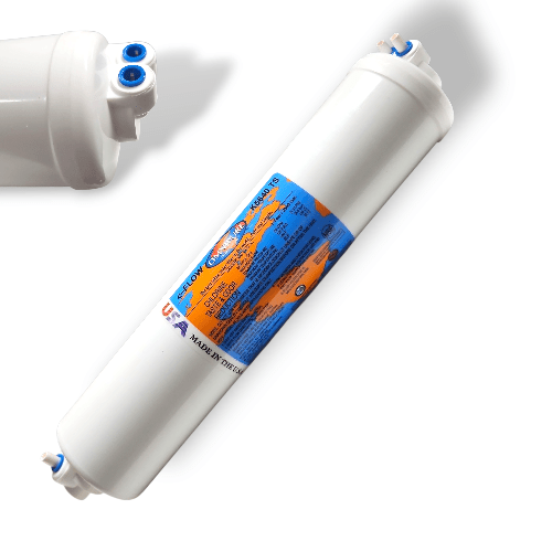 Omnipure K5640-TS T40 Inline GAC 12" x 2.5" Postfilter 1/4" FQCT Elbow GAC| Chlorine Removal|1/4"QC Omnipure 1 Pack 