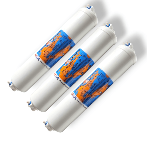 Omnipure K5640-TS T40 Inline GAC 12" x 2.5" Postfilter 1/4" FQCT Elbow GAC| Chlorine Removal|1/4"QC Omnipure 3 Pack 