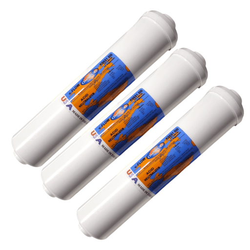 Omnipure K5651-BB Inline Calcite/Magnesium GAC 12" x 2.5" Port 1/4" FPT 1/2 Calcite | 1/2 Magnesium 1/4"FPT Omnipure 3 Pack