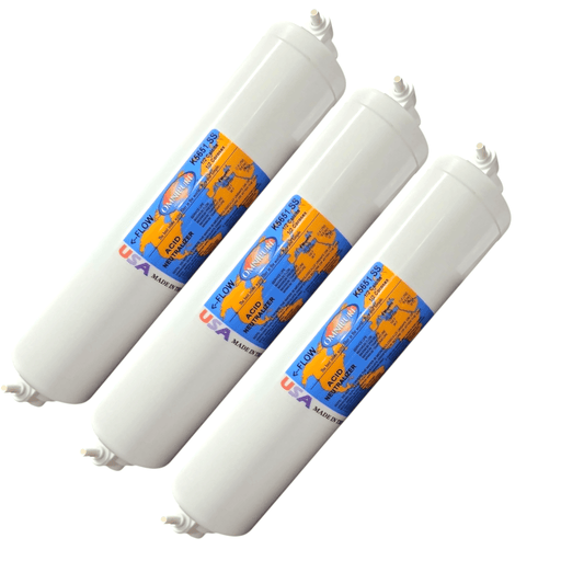 Omnipure K5651-CAL/COR-SS 2.5"x12" 50% Calcite - 50% Corosex filter 1/4" Elbow Quick Connect Corosex|Calcites|Acid Neutralizer 1/4" Omnipure 3 Pack 