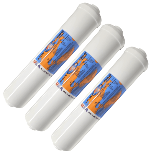 Omnipure K5655-BB DI RESIN 2.5"x10" Deionizing Mixed Bed Filter 1/4"NPT DI Resin|Mixed Bed Lower TDS|1/4"NPT Omnipure 3 Pack