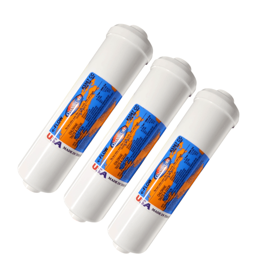 Omnipure K5567-CC 5 Micron Inline Water Fiter KDF/GAC 5M 3/8"FPT KDF+GAC|Chlorine Bacteria Removal|3/8"FPT Omnipure 3 Pack 