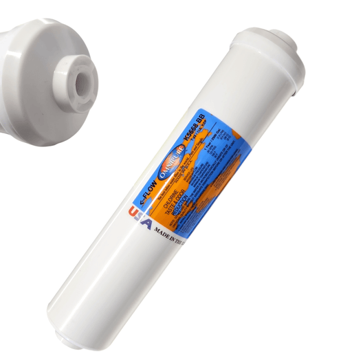 Omnipure K5668-BB 5 Micron Inline Water Fiter KDF/GAC 5M 1/4"NPT KDF+GAC|Chlorine Bacteria Removal|1/4 FPT Omnipure 1 Pack
