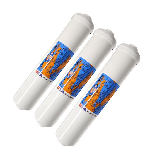 Omnipure K5668-CC 5 Micron Inline Water Fiter KDF/GAC 5M 3/8"FPT KDF+GAC|Chlorine Bacteria Removal|3/8"FPT Omnipure 3 Pack 