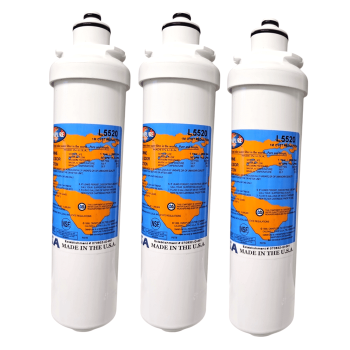 Omnipure L5520 Plus Chlorine Reduction Water Filter 2.5"x10" L-Series|Chlorine Reduction|10"Length Omnipure 3 Pack 