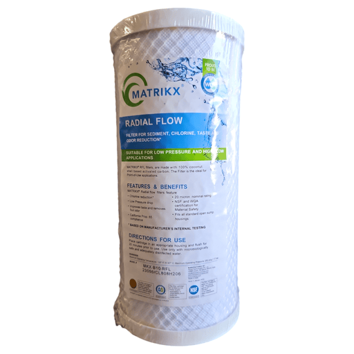 MATRIX MKX-B10-RFL 20 Micron Radial Flow Carbon 4.5"x10" 20 MICRON RADIAL FLOW Chlorine/Taste/Odor KX MATRIKX 1 Pack