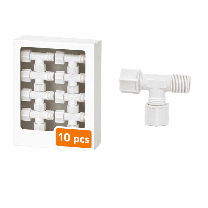 Jaco 75-6-6-P-O - Polypropylyne Male Run Tee 3/8" OD Tube x 3/8"MPT (7566PO) Polypropylene Male Run Tee Jaco 10-Pack 
