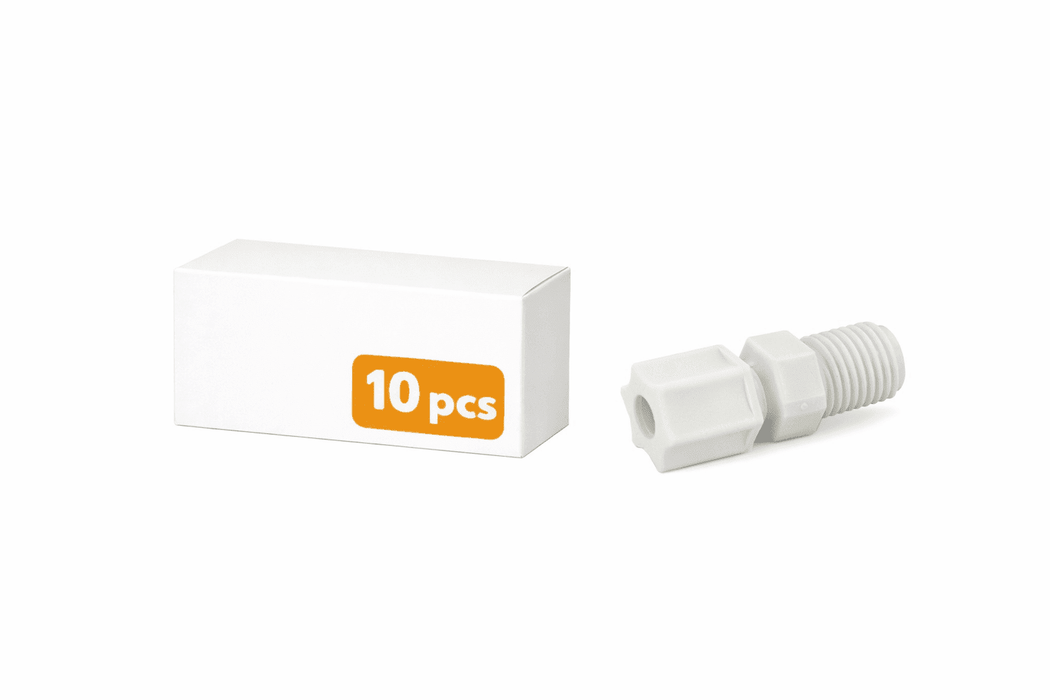 Jaco 10-6-8-P-PG - Polypropylene Male Connector 3/8" OD Tube x 1/2"MPT (1068PPG) Polypropylene Male Connectors Jaco 10-Pack 