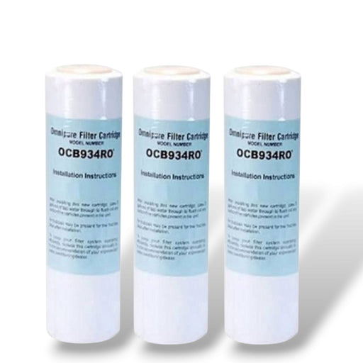 Omnipure OCB934RO-T33 Inline Coconut Carbon Filter – 3” x 9.75” – Taste & Odor Removal for RO Systems OCB934RO Granular Carbon Omnipure 3 Pack