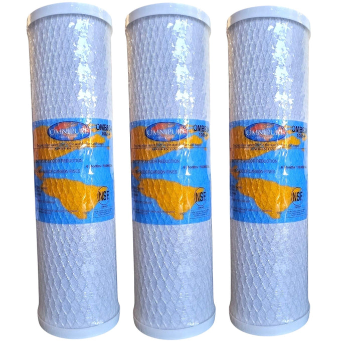 Omnipure OMB934-10M-P 9-3/4 Coconut Shell Carbon Block 10mic Filter w/ Phosphate Omnipure Carbon Filters Omnipure 3 Pack 