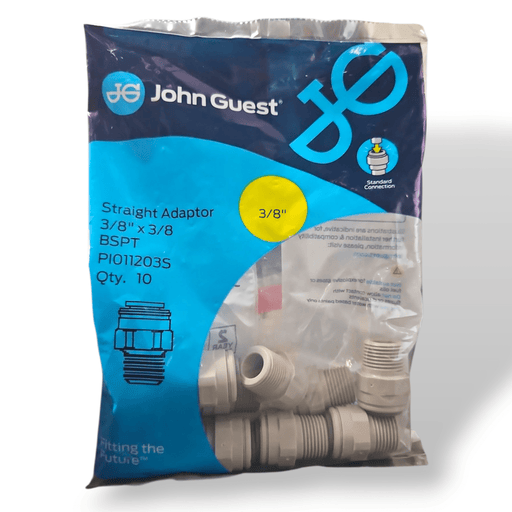 John Guest PI011203S Male Connector - 3/8" x 3/8" BSPT MALE Grey Acetal JOHN GUEST 10-Pack 