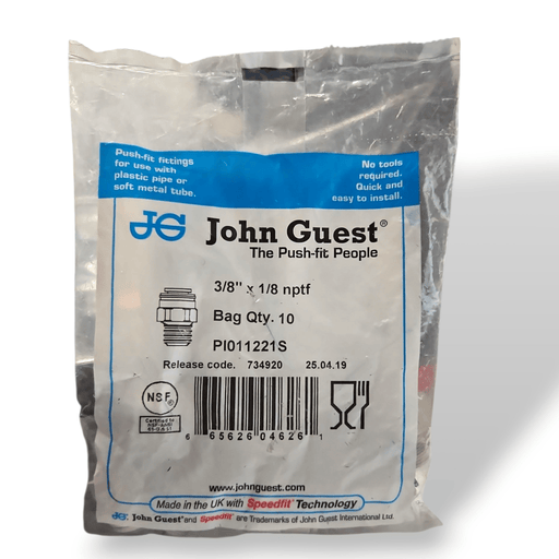 John Guest PI011221S Male Connector NPTF - 3/8 x 1/8 NPTF MALE Grey Acetal JOHN GUEST 10 pack 