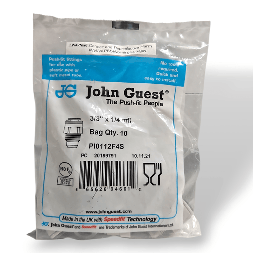 John Guest PI0112F4S Male Flare Connector - 3/8" x 1/4" MFL MALE Grey Acetal JOHN GUEST 10-Pack 