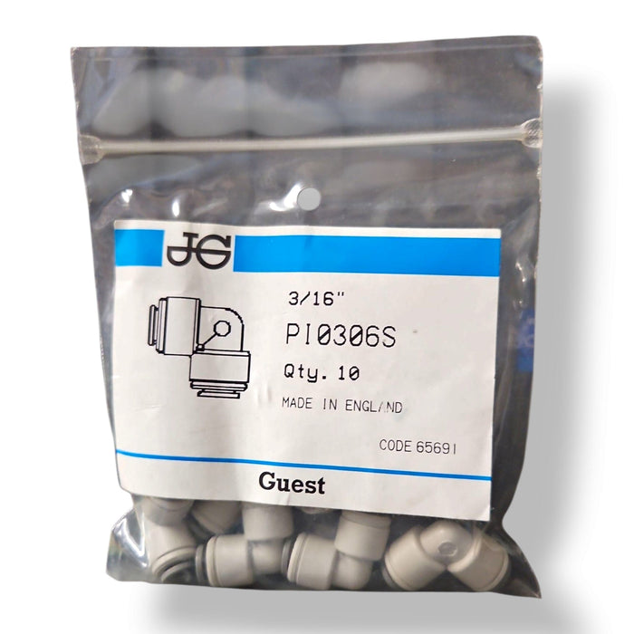 John Guest PI0306S Union Elbow - 3/16" UNION ELBOW Grey Acetal JOHN GUEST 10 pack 