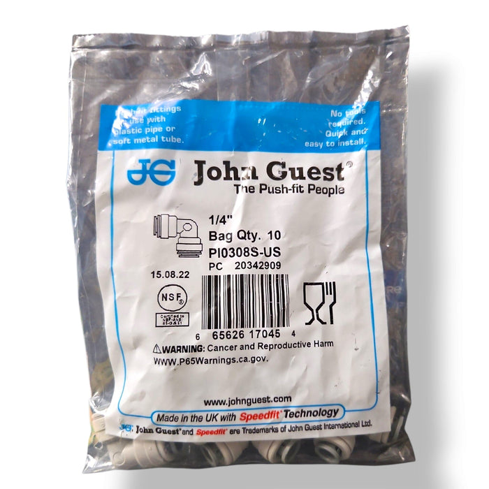 John Guest PI0308S Union Elbow - 1/4 UNION ELBOW Grey Acetal JOHN GUEST 10-Pack 