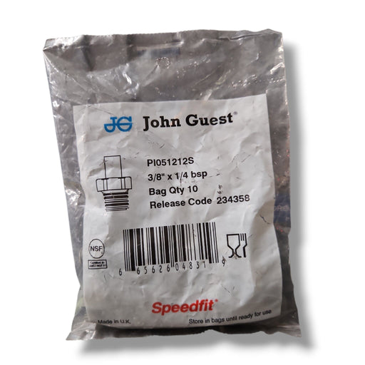 John Guest PI051212S Stem Adapter - 3/8" x 1/4" BSP STEM ADAPTER Grey Acetal JOHN GUEST 10-Pack 