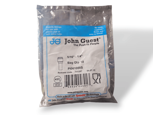 John Guest PI061008S Reducer Stem - 5/16" x 1/4" Stem STEM REDUCER Grey Acetal JOHN GUEST 10-Pack 