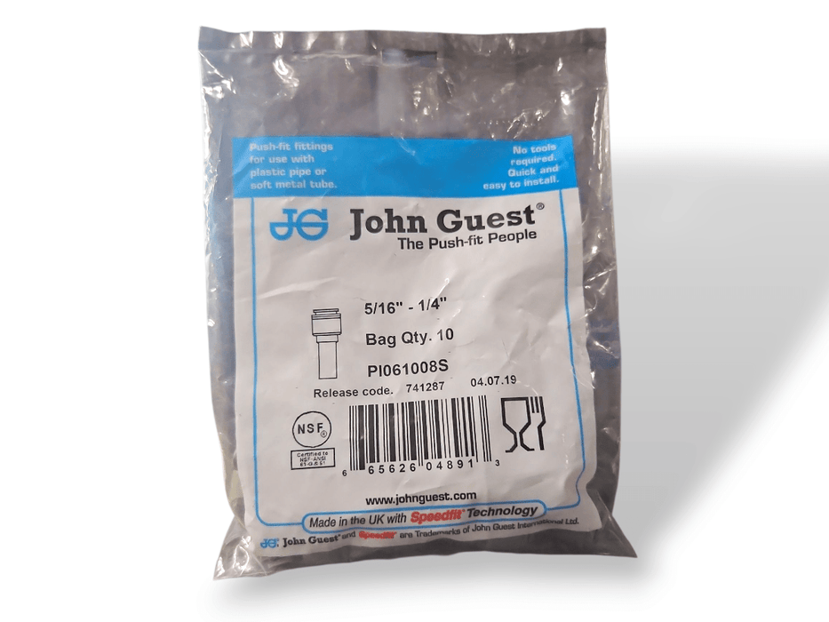 John Guest PI061008S Reducer Stem - 5/16" x 1/4" Stem STEM REDUCER Grey Acetal JOHN GUEST 10-Pack 