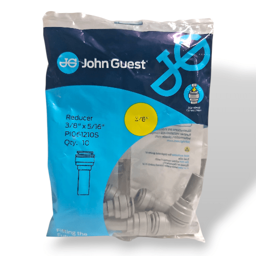 John Guest PI061210S Reducer Stem - 3/8" x 5/16" Stem STEM REDUCER Grey Acetal JOHN GUEST 10-Pack 