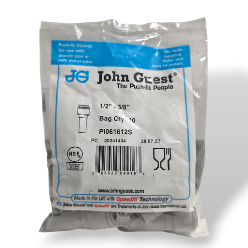 John Guest PI061612S Reducer Stem - 3/8 x 1/2 Stem STEM REDUCER Grey Acetal JOHN GUEST 10-Pack 