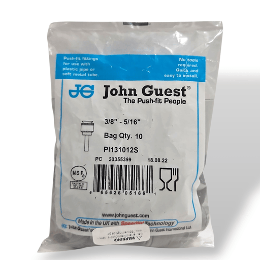 John Guest PI131012S Stem Enlarger - 5/16" OD Stem x 3/8" Stem Enlarger John Guest 10-Pack 