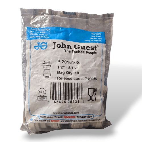 John Guest PI201610S Reducing Union - 1/2' x 5/16" REDUCING UNION Grey Acetal JOHN GUEST 10 pack 