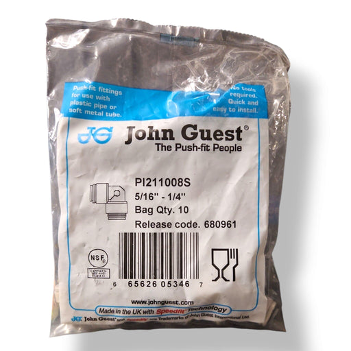 John Guest PI211008S Reducing Elbow - 5/16" x 1/4" REDUCING ELBOW Grey Acetal JOHN GUEST 10-Pack 