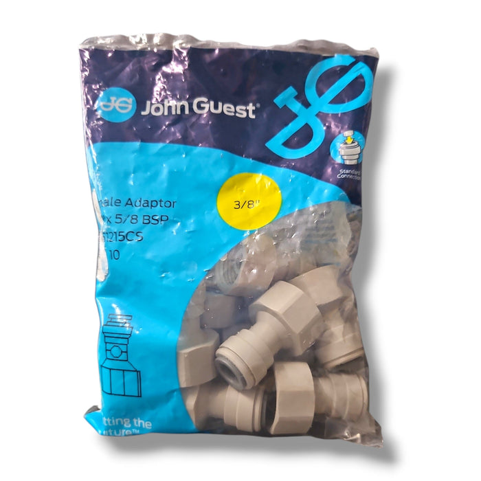 John Guest PI451215CS Female Adapter Cone End - 3/8" x 5/8"BSP FEMALE FLARE CONNECTOR Grey Acetal JOHN GUEST 10-Pack 