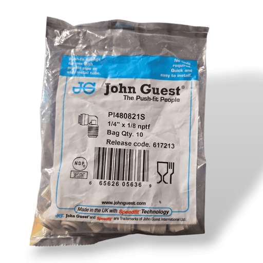 John Guest PI480821S Fixed Elbow NPTF - 1/4 x 1/8 NPTF FIXED ELBOW Grey Acetal JOHN GUEST 10-PACK