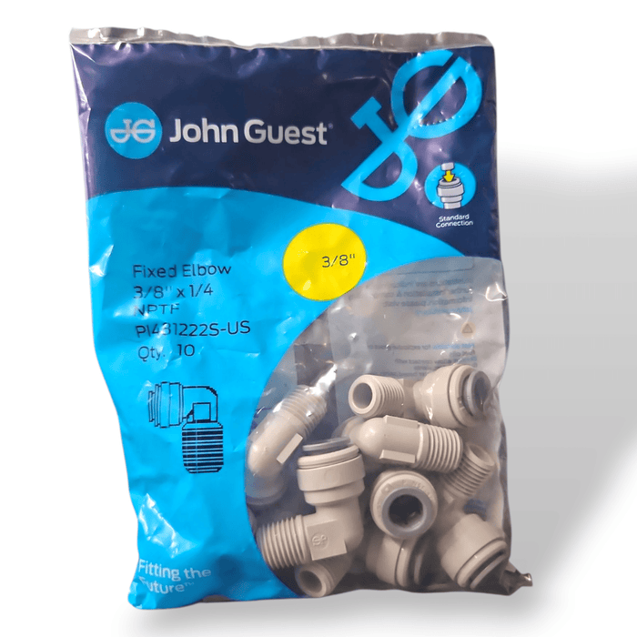 John Guest PI481222S Fixedx Elbow NPTF - 3/8 x 1/4 NPTF FIXED ELBOW Grey Acetal JOHN GUEST 10-PACK 